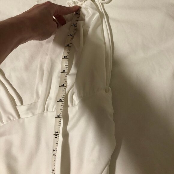 Etsy White Elegant Pleated Plunge Deep V-Neck Sleeveless Dress Medium - Picture 14 of 16